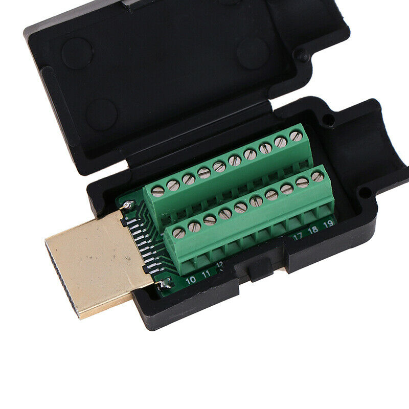 HDMI Male 19P Plug Breakout Terminals Solderless Connector With Cover pwATAU Gw