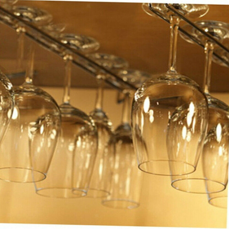 1-Row Kitchen   Wine Glass Cup Rack Stemware Storage Holder Organizer