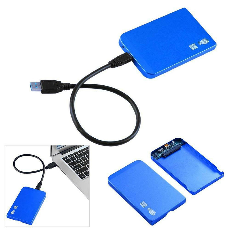Ultra Thin 2.5in USB3.0 SATA SSD HDD Hard Drive Case Aluminum Box (Blue)