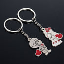 Couple Gift Key Ring Fob Metal Bride Groom Heart Love Keychain 1 Pair Z