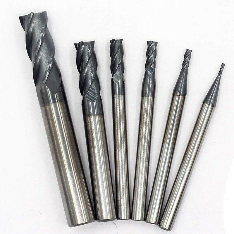6Pcs 4 Flutes End Mills Set for Steels Square CNC Carbide Milling Cutter Sp X2E2