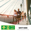 Photoluminescent Plastic Fire Exit Sign All Direction Arrows 360x140mm (Up) A