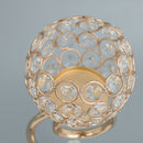 Golden Globe Pillar Crystal Bling Candle Tea Light Holder Wedding Decor 35cm