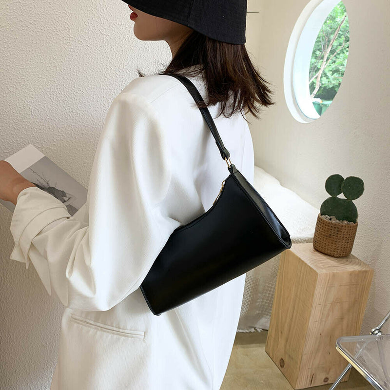 Fashion Pure Women Handbag Leather Female Small Shoulder Tote Bag (Black)