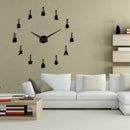 Guitar Variety Music Diy Giant Wall Clock Music Room Decoration Frameless B H3I2