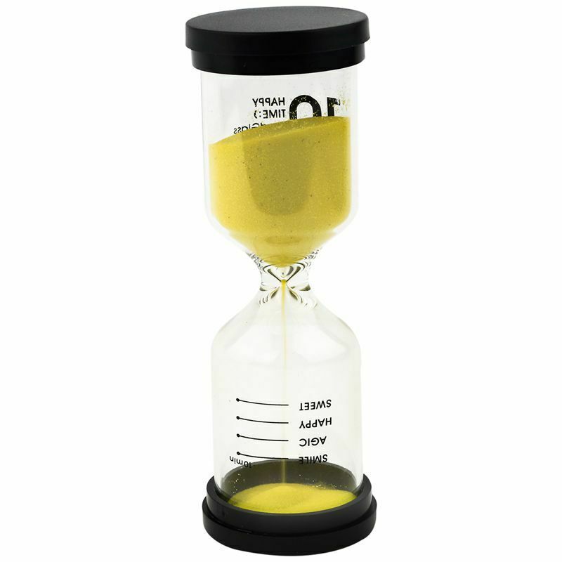 1 Yellow Glass + Sand 10 minute tick time Hourglass With packaging 13*4.3cm O2G2