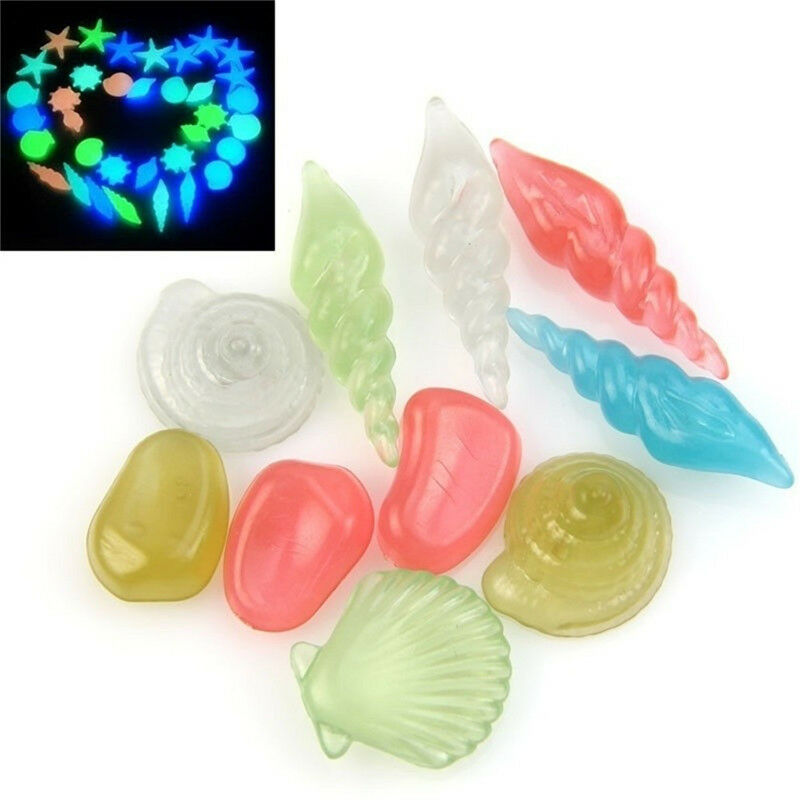 10PCS Glow in the Dark Luminous Stone Conch Shells Aquarium Fish Tank Decor MO