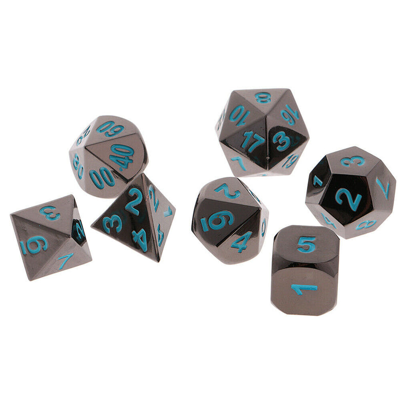 7x Black Nickel D4 D20 Multiple Dice for RPG MTG Gaming Players with