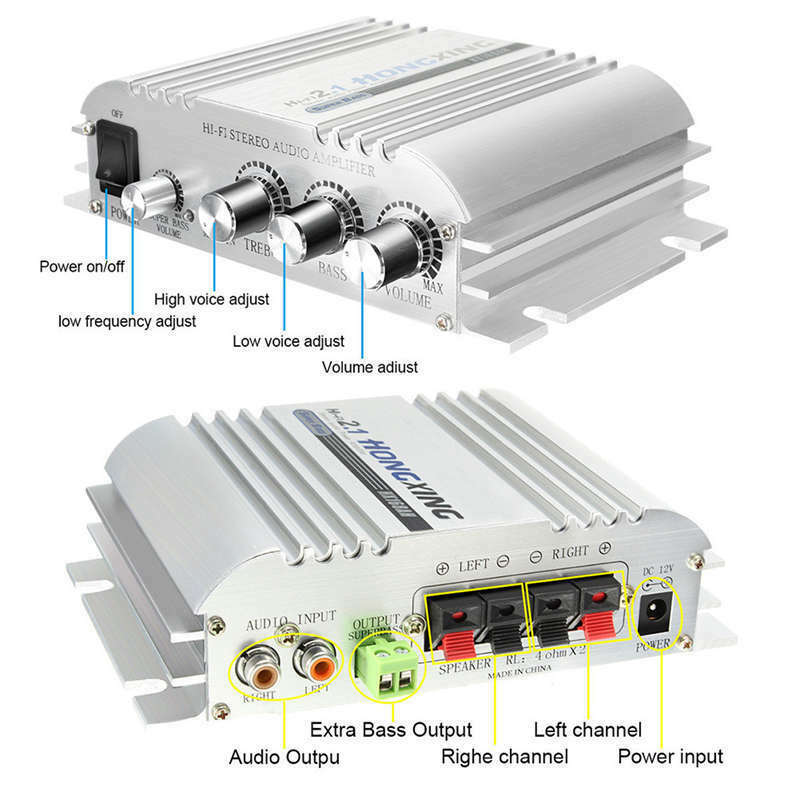 Hongxing 168Ah Car Amplifier Sound Mode Radio Mp3 Speaker Led Hi-Fi 2 Chann H4W5