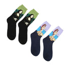 2 Pairs Men's Women's Famous Painting Novelty Casual Crew Socks Mid-calf