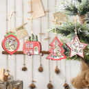 Christmas Tree Decorations Festival Led Light Wood Car Star for Home Hangin