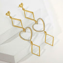 Irregular Earrings Heart Crystal Long Ear Drop Women Holiday Jewelry Gift A