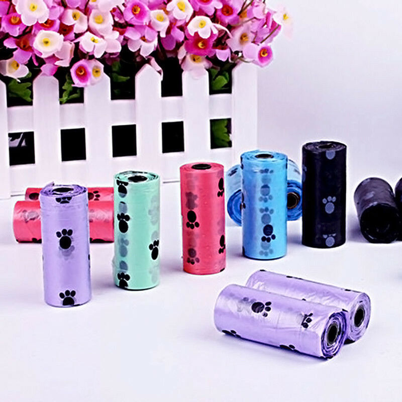 5 Rolls Pet Dog Cats Waste Plastic Bag Degradable Poop Clean Up Bags & Refills