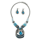 Cgic Jewelry Set Elegant Necklace Waterdrop Earrings Set Crystal Jewelry Set- OZ