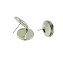 48Pcs Brass DIY Ear Studs Earring Cabochon Blank Bezel Base Tray 12mm HOT