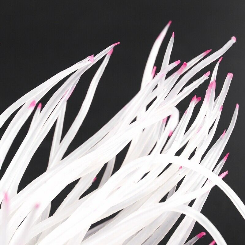 Silicone Aquarium Underwater Artificial Grass Plant 4-inch High White