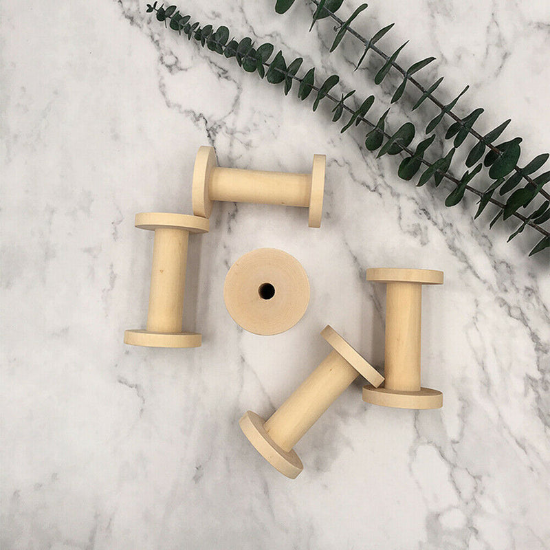 Unfinished Wood Spool Craft Thread Bobbin Cord Wire Sewing