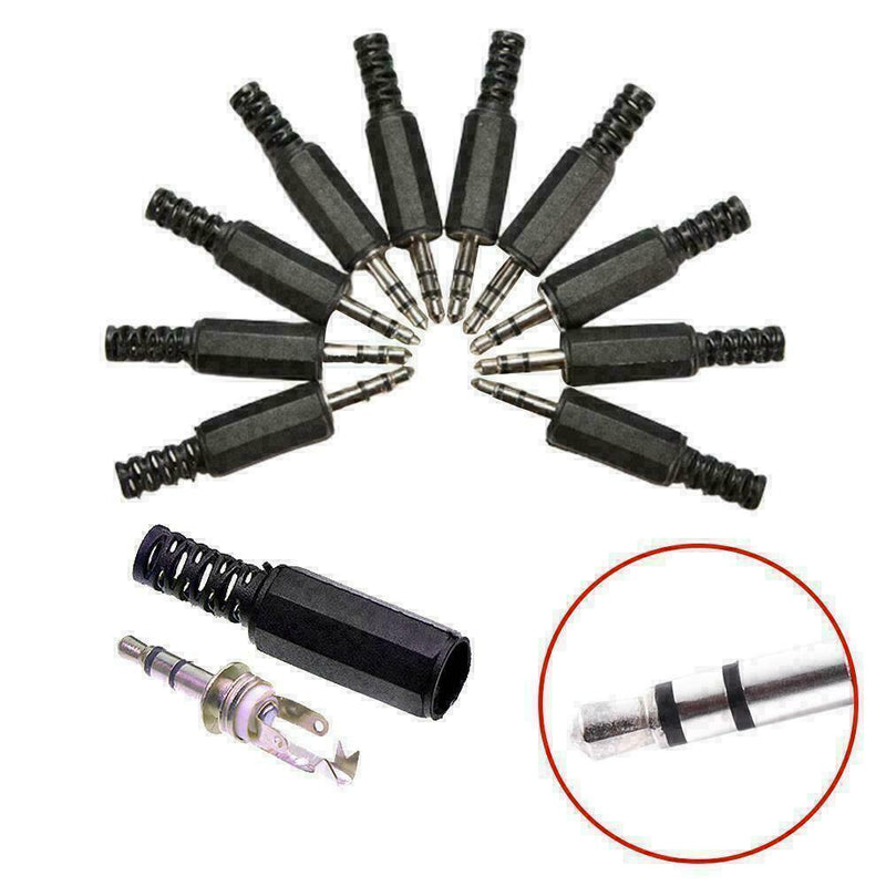 10Pcs 3.5mm 1/8" Audio Male Jack Solder Adapter Stereo Headph Connector N6N C8G6