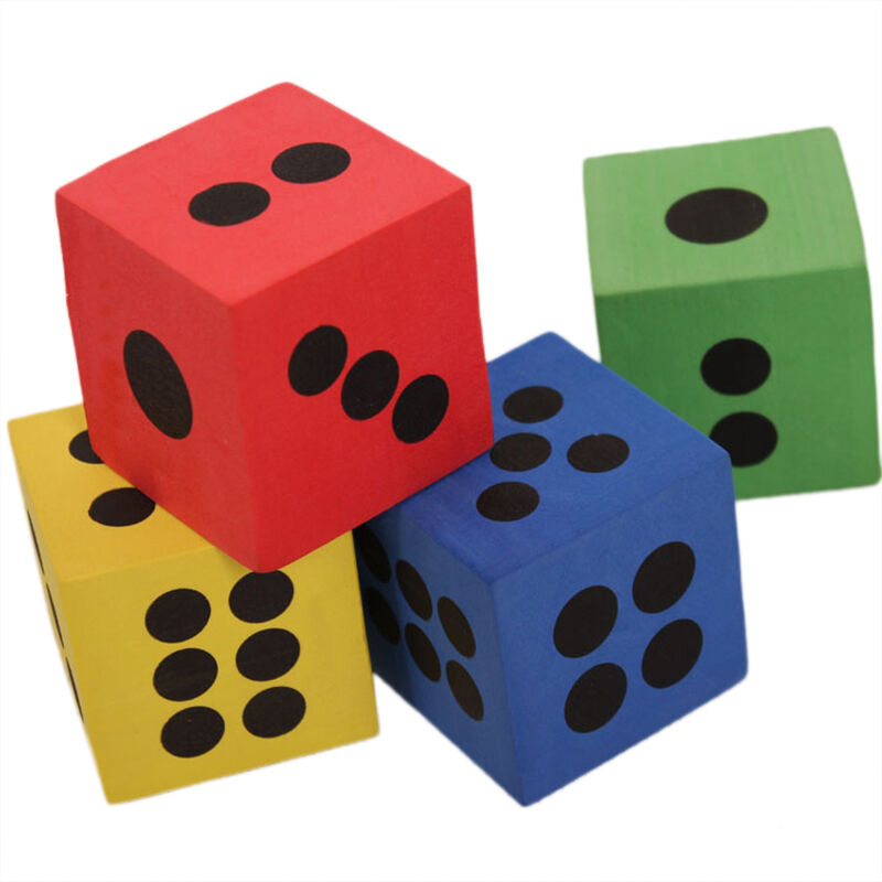 Hot SET OF 12 SOFT COLOURFUL FOAM Design LARGE DICE PARTY LOOT BAG FILLER 3.7cm