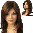 Women Synthetic Hair Wig Medium Straight Wig Party Middle Part Natural Bangs Wig