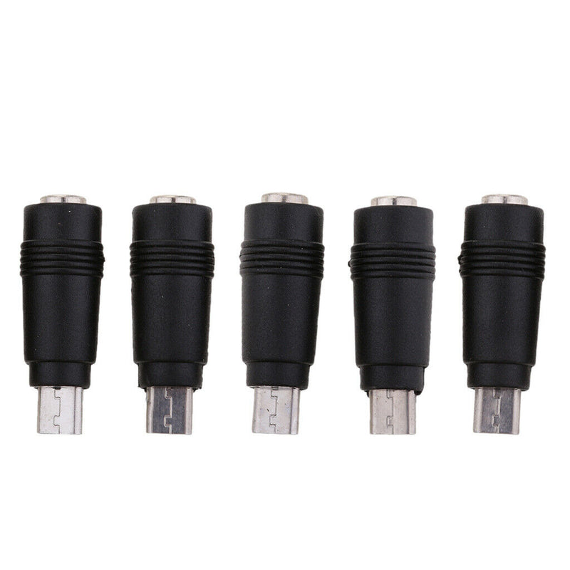 5x DC Power Micro USB 5 Pin Male to 5.5x2.1mm Female Charging Adapter