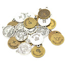 36pcs HOROSCOPE Zodiac STAR SIGN PENDANT CHARMS FOR JEWELRY MAKING FINDINGS
