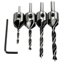 4 pcs HSS countersink wood drill steel Countersink drill Set 5 flute 3mm-6m Y4D9
