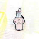 Creative Strawberry Milk Bottle Brooch Badge Pins Jacket Ornament Jewelry