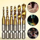 6Pcs/lot M3-M10 Hex Shank Titanium Plated HSS Screw Thread Metric Tap Drill Bits