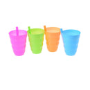 4X Kid Children Infant Baby Sip Cup with Built in Straw Mug Drink Solid Fe AA_3C