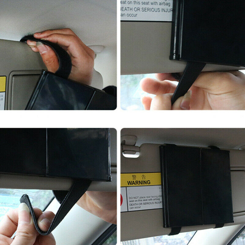 1x Car Interior Sun Visors Tri-Fold Makeup Mirror Travel Accessories ABS+Glass