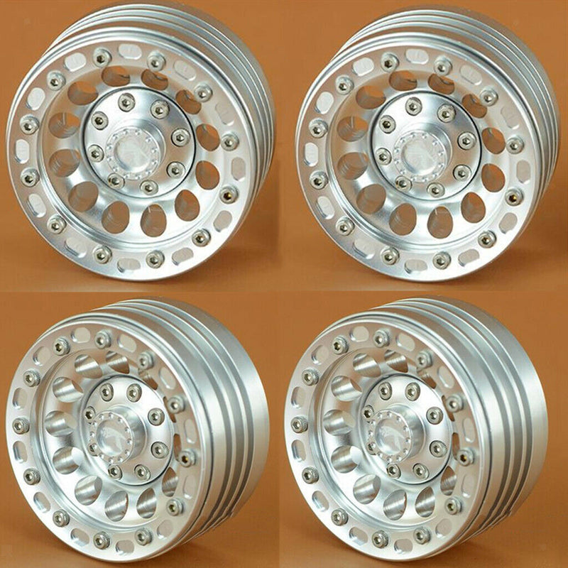 4 Pack 1.9 Inch Aluminum Beadlock Wheels 12mm Hex Wheel Rim for 1/10 RC Crawler