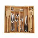 1X(Retractable Multi-Functional Bamboo Storage Box Cutlery Tray Bamboo Draw