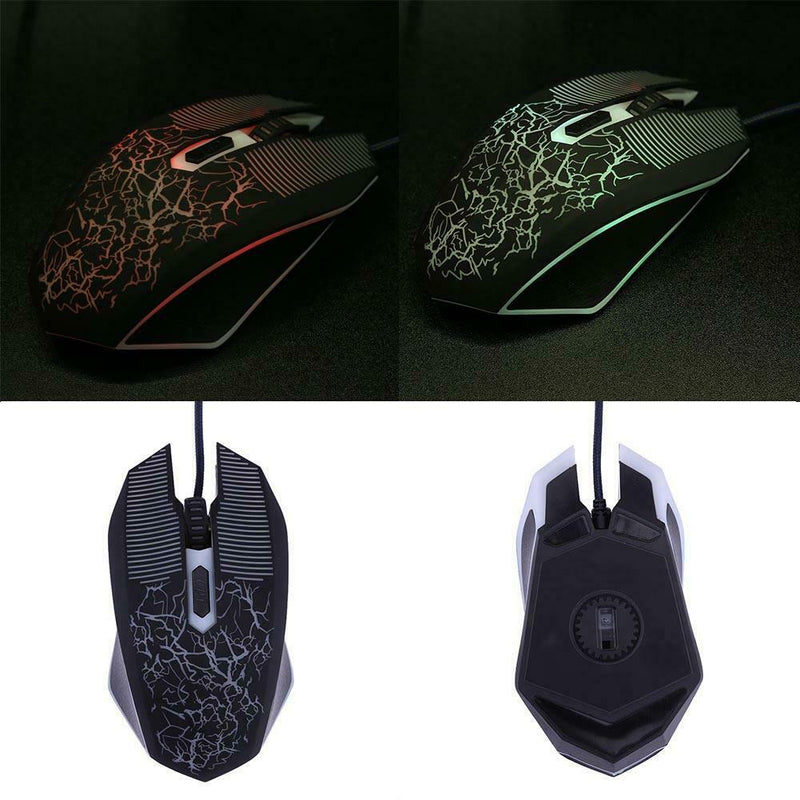 1,600 DPI 4 Buttons LED Backlight Wired Optical Gaming Mouse for PC Laptop A