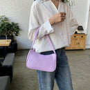 Simple Elegant Women Small Shoulder Bag Pure Color Sling Handbags (Purple)