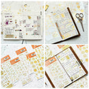 Creative Letter Stamp Greeting Card PET Golden Stickers Diary Stationery St C9W9