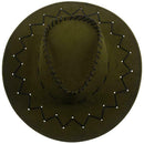 Adjustable Chin Strap Faux Leather Cowboy Hat Army Green for Man