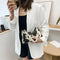 Cow Print Handbag Women PU Acrylic Chain Underarm Shoulder Bags (Beige)