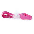 10 x Party Games Plastic Fluffy Whistles with Strap---Hot Pink M4U9
