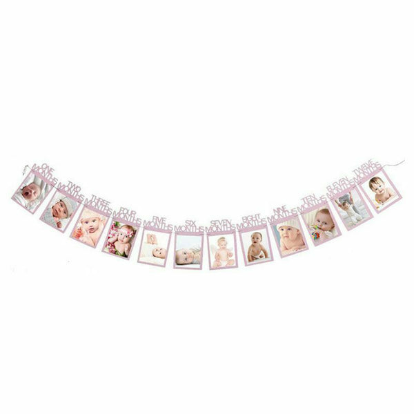 1-12 Month baby Photo holder Kids Birthday Gift Room Decorations Photo Bann W8J2