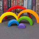 Colorful Wood Rainbow Building Blocks Toys Creative Assembling Blocks Circl A1P9