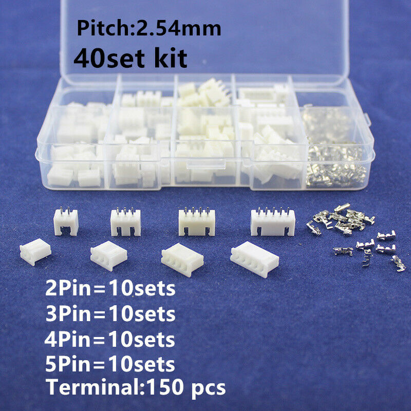40 sets Kit in box 2p 3p 4p 5 pin 2.54mm Pitch Terminal / Housing / Pin Hea T3P2