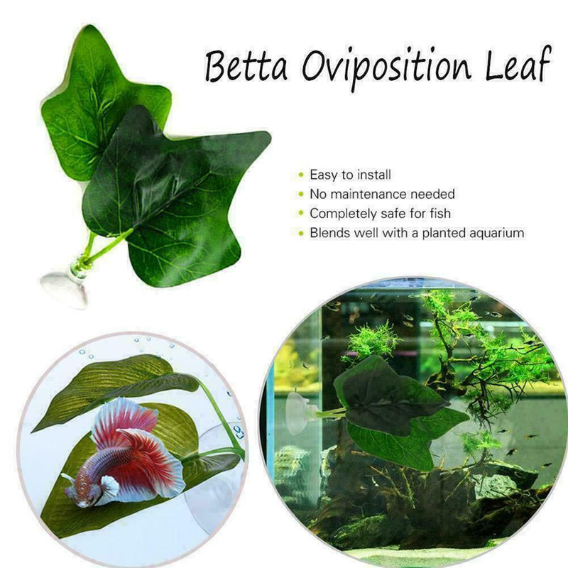 Artificial Green Plant Leaf Betta Hammock Fish Rest Bed Aquariums Decoratio L5J2