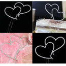 Wedding Rhinestone Crystal Cake topper Double Heart Anniversary cake Decoratio3C