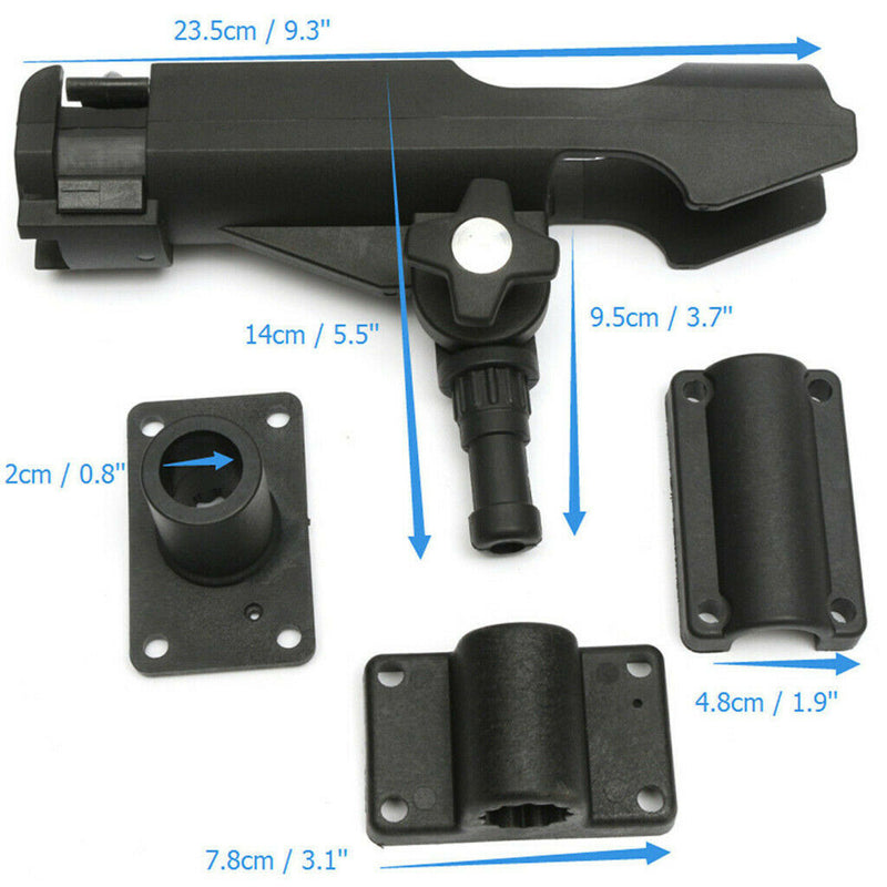 Recessed Fishing Pole Holder ABS Plastic Holder For Kayak Boat Black