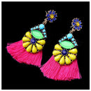 Short Tassel Drop/ Dangle Earrings with Rhinestones Colorful