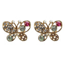 Fashion Multicolour Rhinestone Butterfly Retro Ear Studs Earrings 1 Pair N9B5