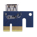 Blue PCI-E Express 1x to 16x Riser Card 6Pin USB 3.0 Cable for BTC Miner