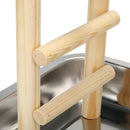 Wood Play Stand and Stainless Steel Tray Pet Bird Frame Station Parrots Pla G4J2