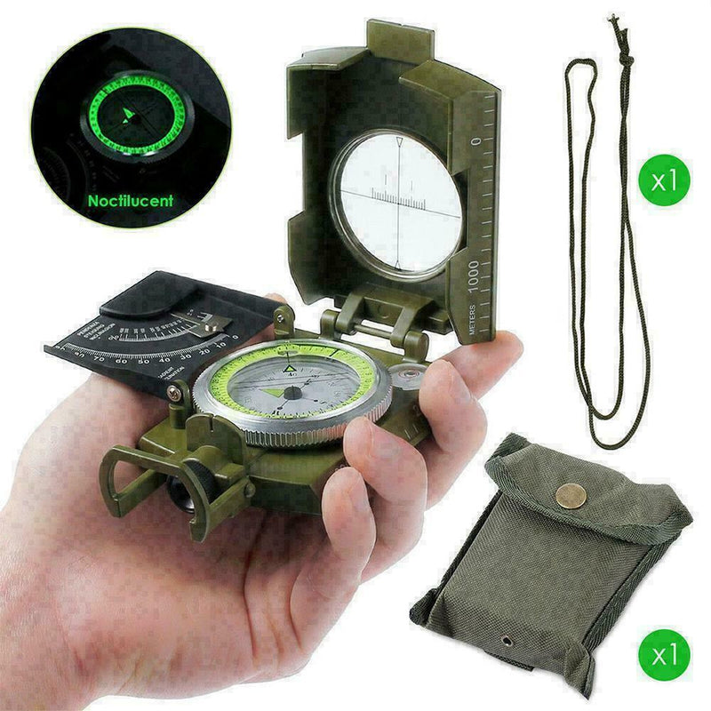 1* Professional Military Pocket Metal Sighting Compass Clinometer Camping H N0I1